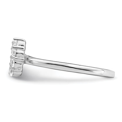 Sterling Silver Rhodium Plated Polished U Shaped Clear Cz Ring