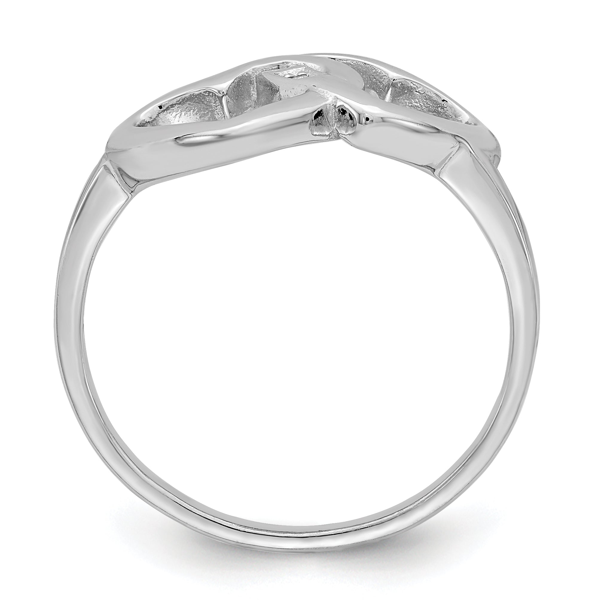 Sterling Silver Rhodium Plated Diamond Accent Intertwined Heart Ring