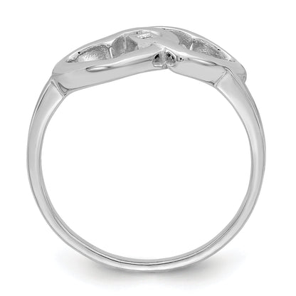 Sterling Silver Rhodium Plated Diamond Accent Intertwined Heart Ring