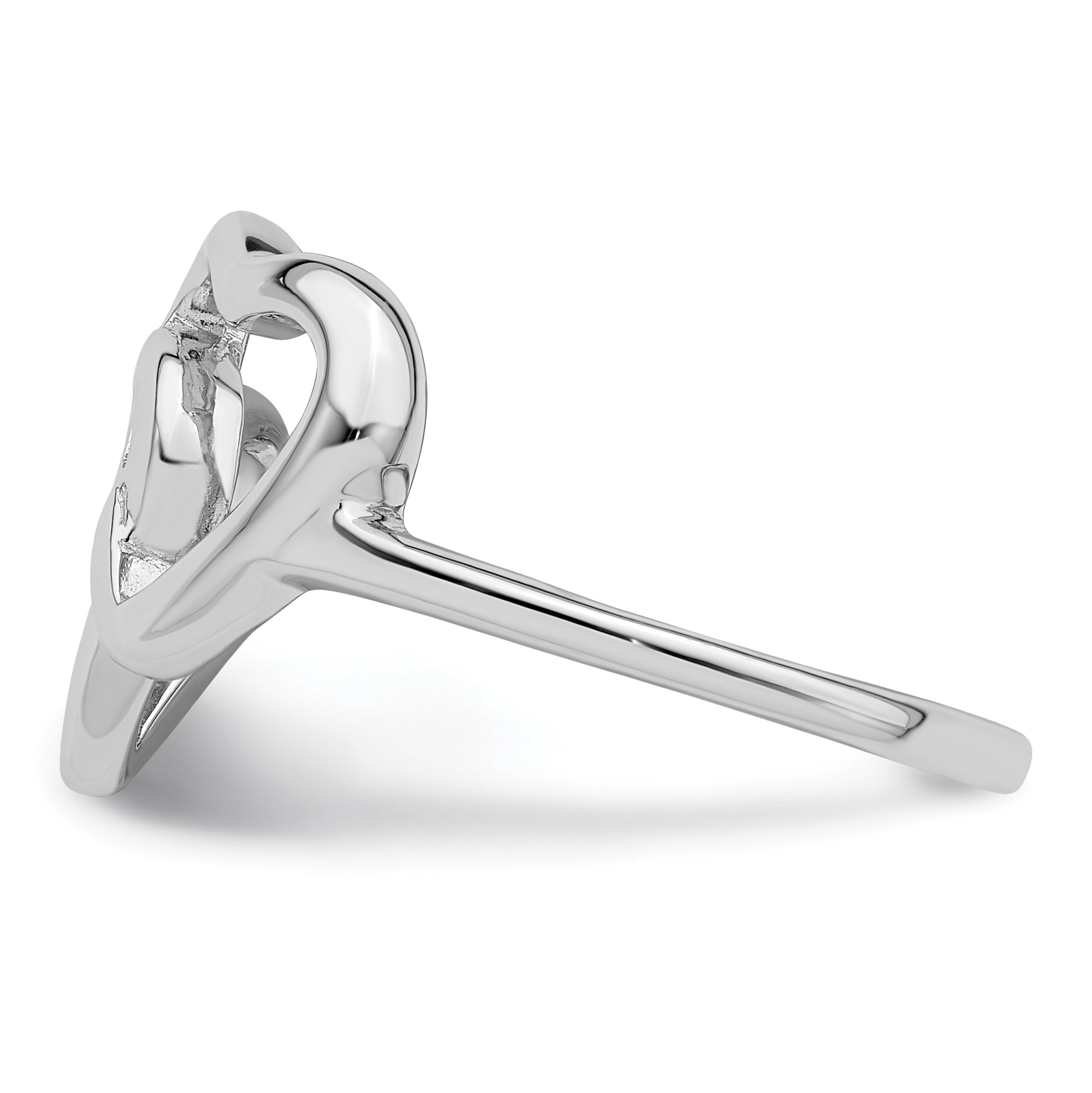 Sterling Silver Rhodium Plated Diamond Accent Intertwined Heart Ring