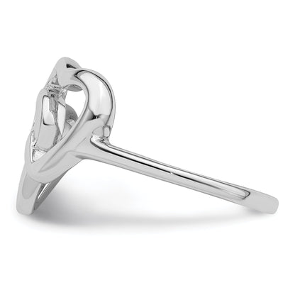 Sterling Silver Rhodium Plated Diamond Accent Intertwined Heart Ring