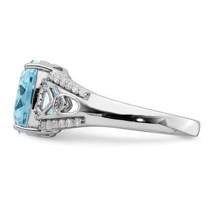 Sterling Silver Rhodium Diamond & Sky Blue Topaz Ring (Size 7 Only)