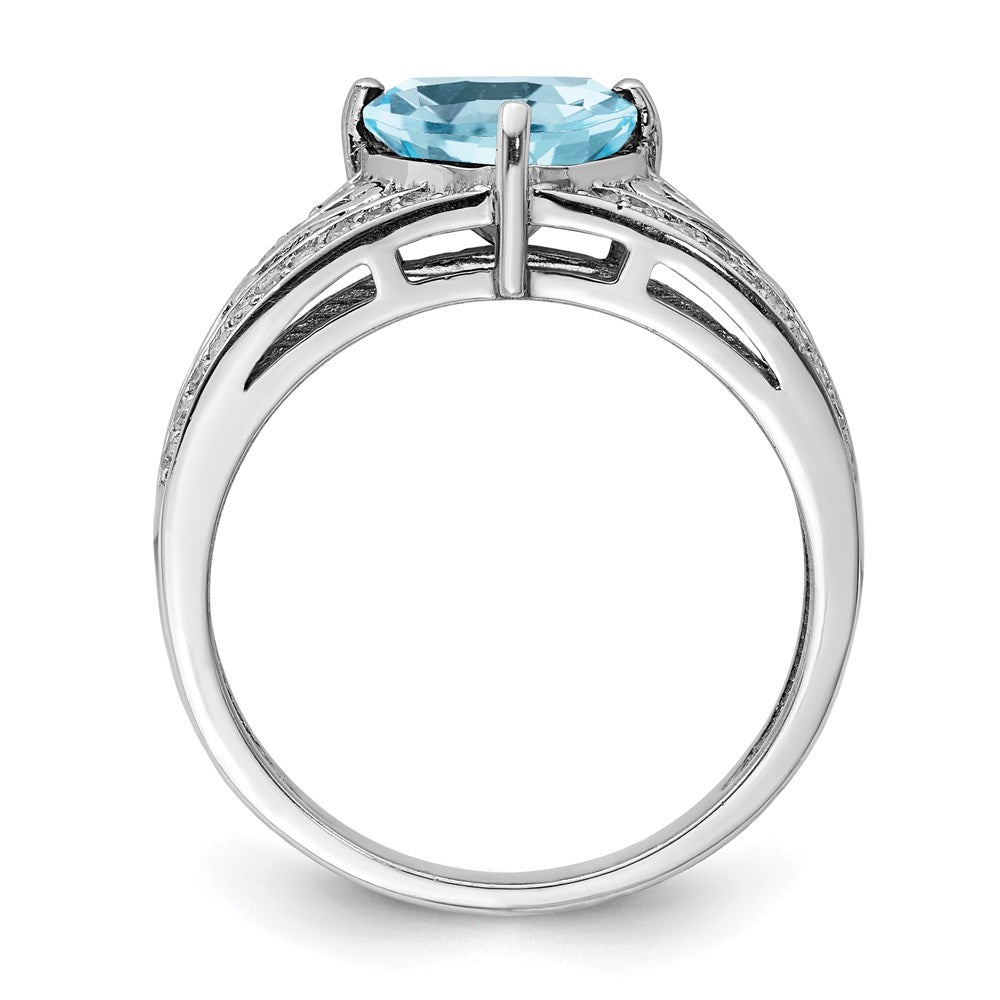 Sterling Silver Rhodium Diamond & Sky Blue Topaz Ring (Size 7 Only)