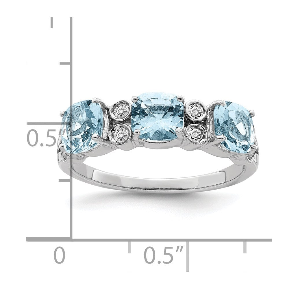 Sterling Silver Rhodium Diamond & Sky Blue Topaz Ring (Size 7 Only)