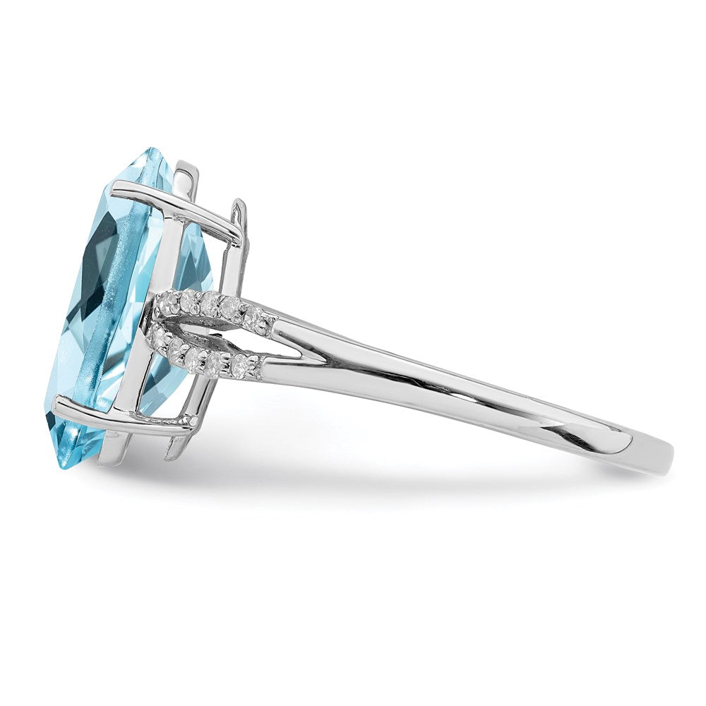 Sterling Silver Rhodium Sky Blue Topaz & Diamond Ring (Size 7 Only)