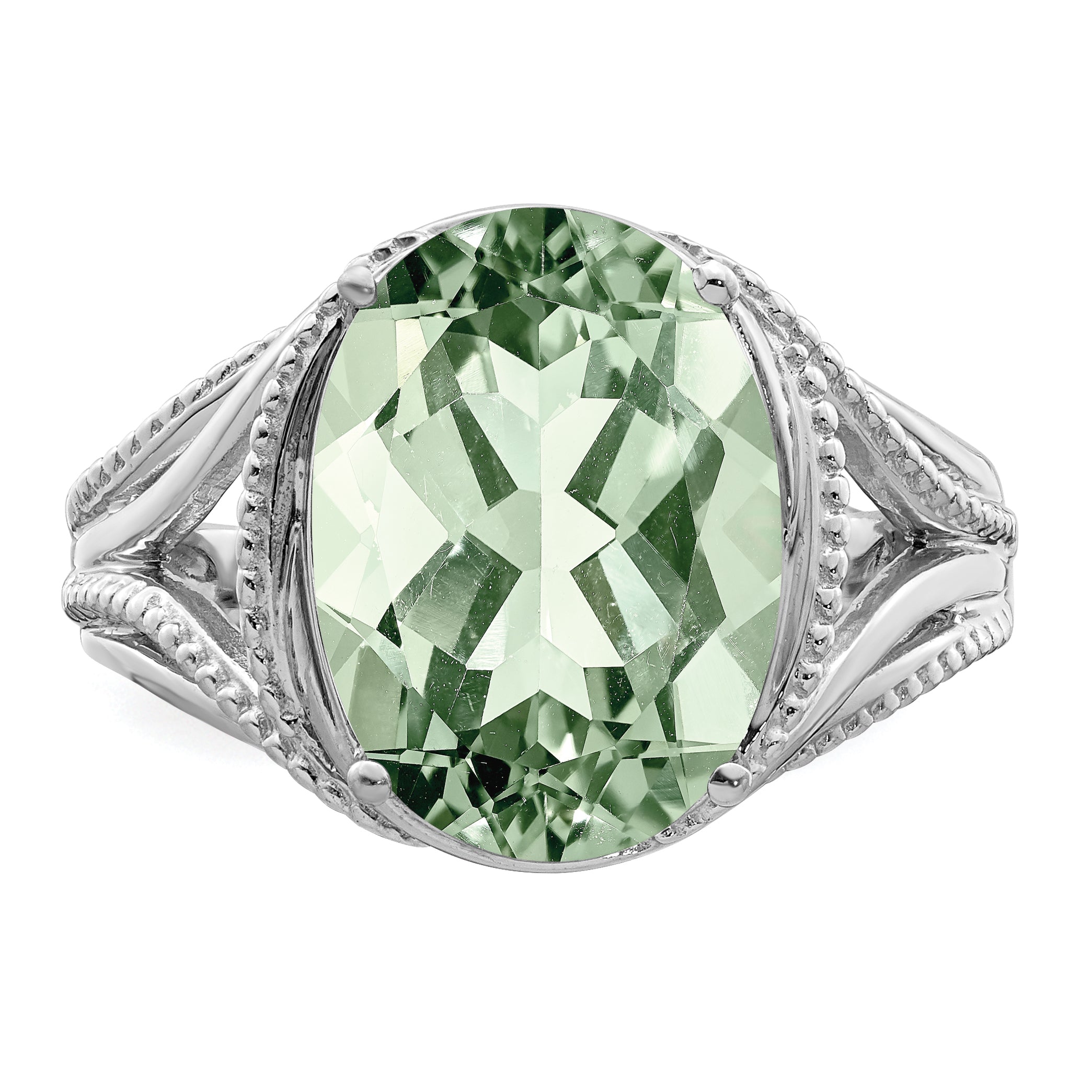Sterling Silver Rhodium Green Quartz Ring (QR3085AG-5) – Goldia.com.au