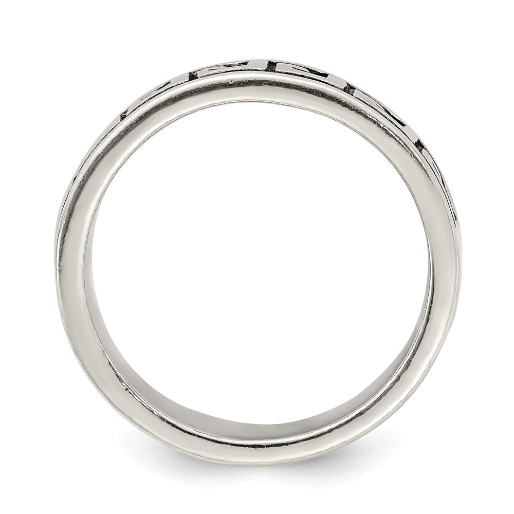 Sterling Silver Greek Key Antiqued Band