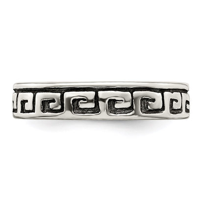 Sterling Silver Greek Key Antiqued Band