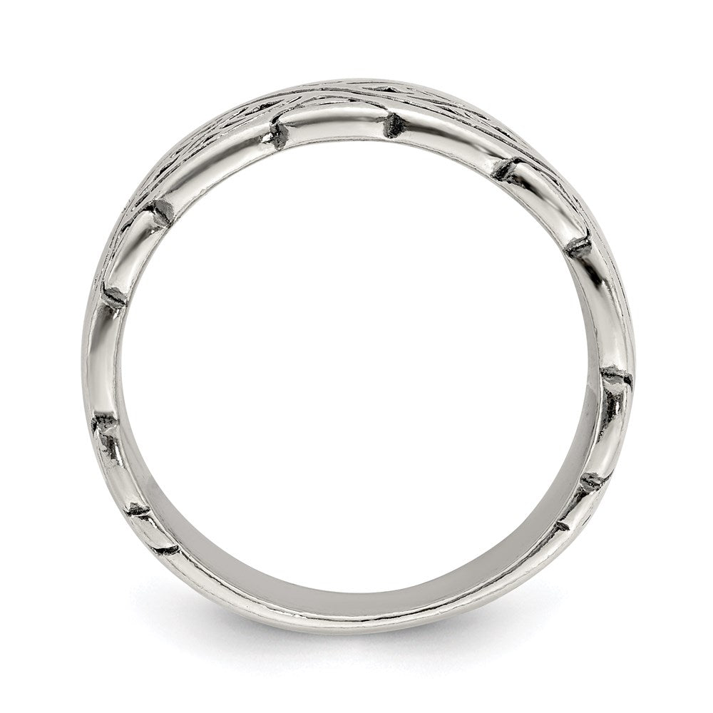 Sterling Silver Fancy Antiqued Band