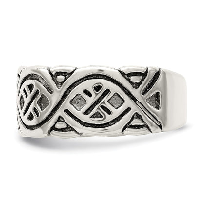 Sterling Silver Fancy Antiqued Band