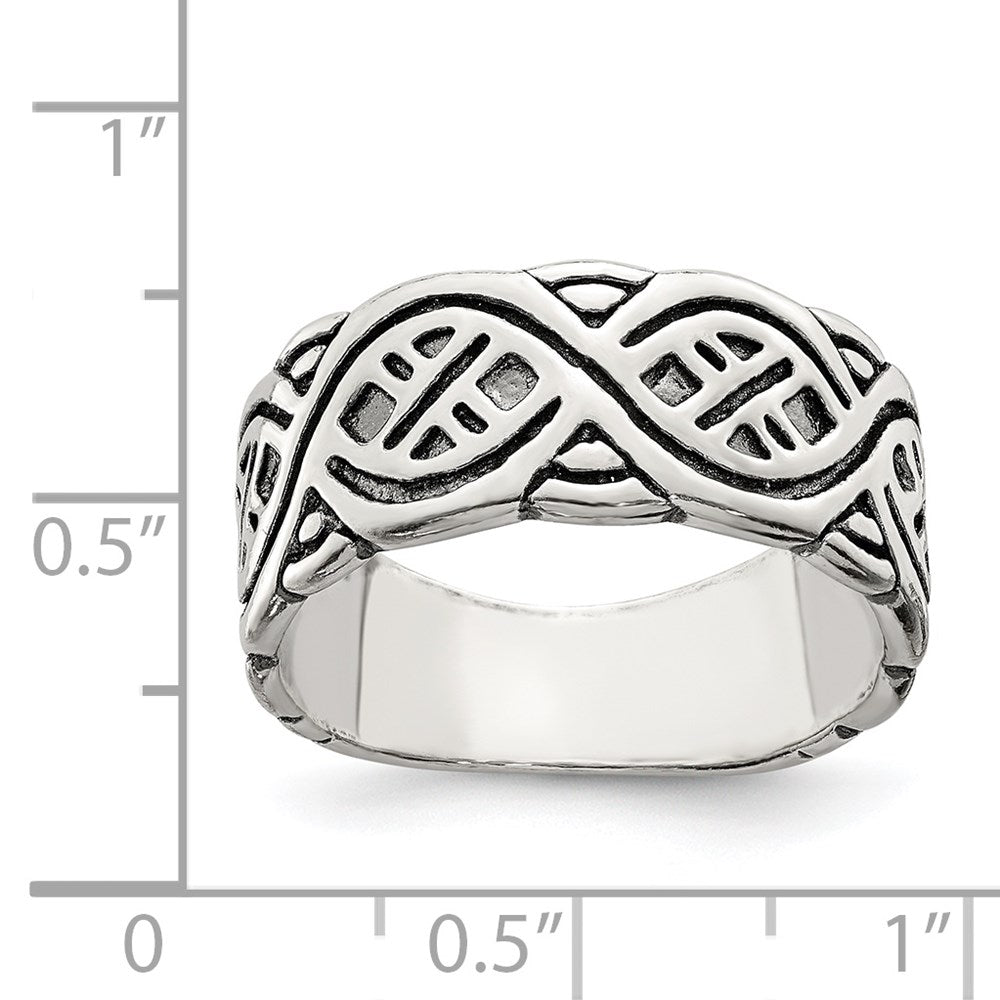 Sterling Silver Fancy Antiqued Band