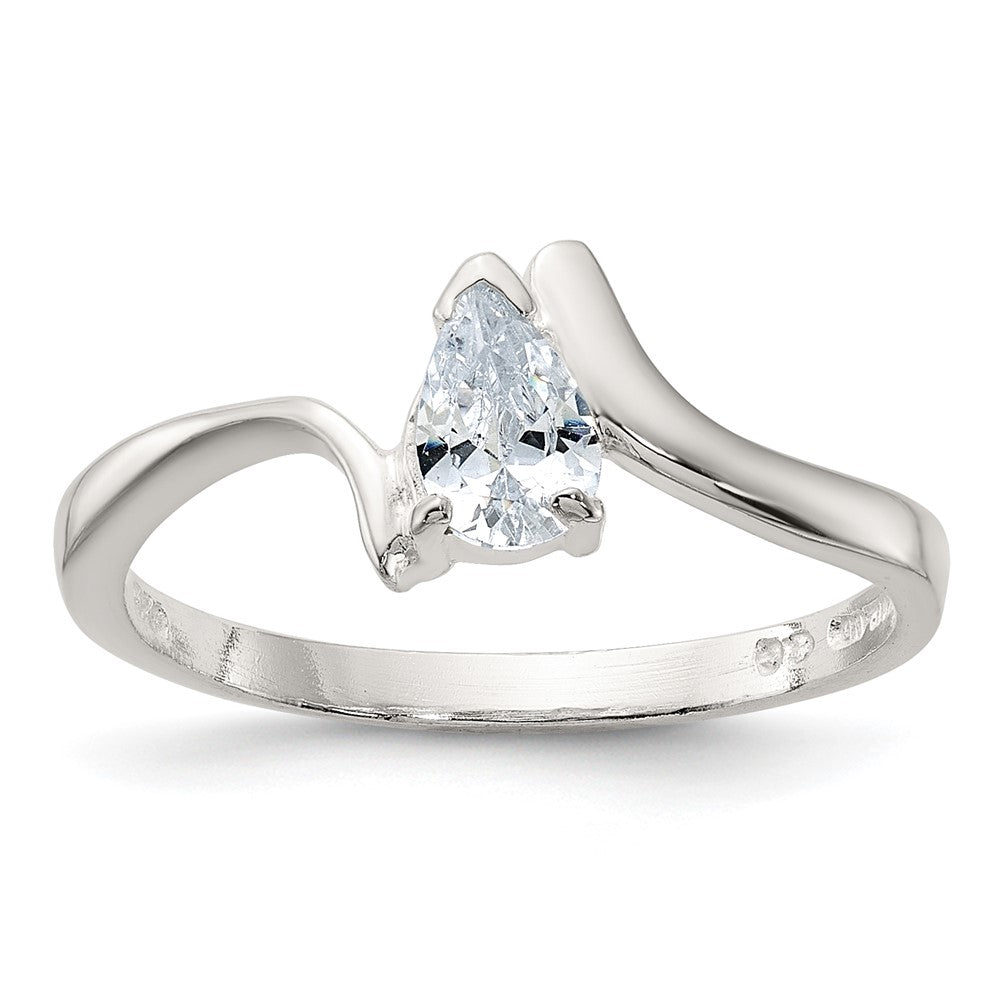 Sterling Silver Pear Shaped Cz Ring