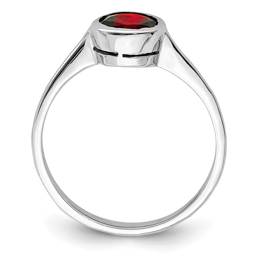 Sterling Silver Rhodium Plated Garnet Ring