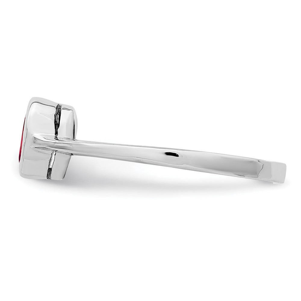 Sterling Silver Rhodium Plated Garnet Ring