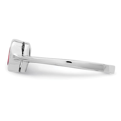 Sterling Silver Rhodium Plated Garnet Ring