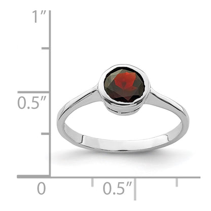 Sterling Silver Rhodium Plated Garnet Ring