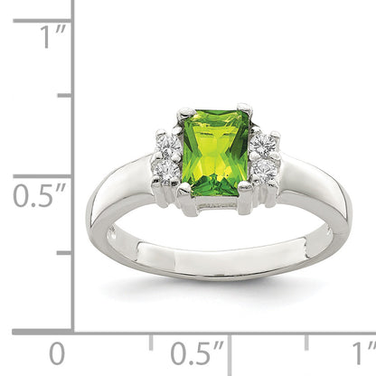 Sterling Silver Lime Green & White Cz Ring