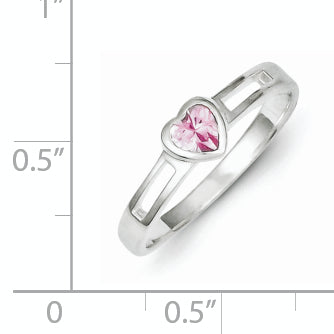 Sterling Silver Pink Cz Heart Ring