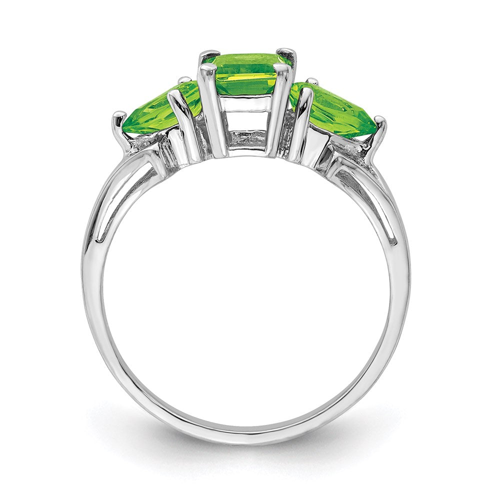 Sterling Silver Rhodium Peridot Ring (Size 9 Only)