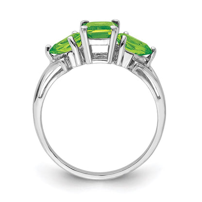 Sterling Silver Rhodium Peridot Ring (Size 9 Only)