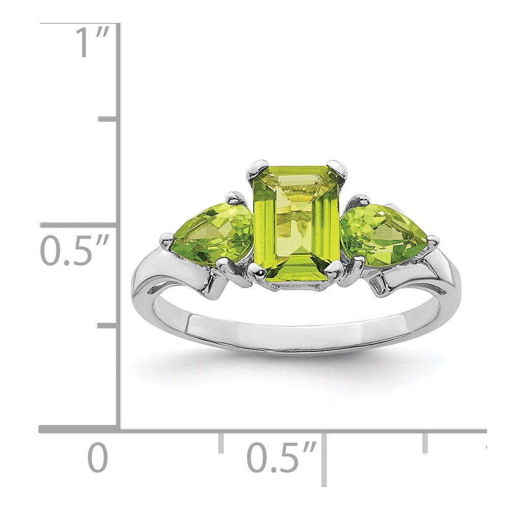 Sterling Silver Rhodium Peridot Ring (Size 9 Only)