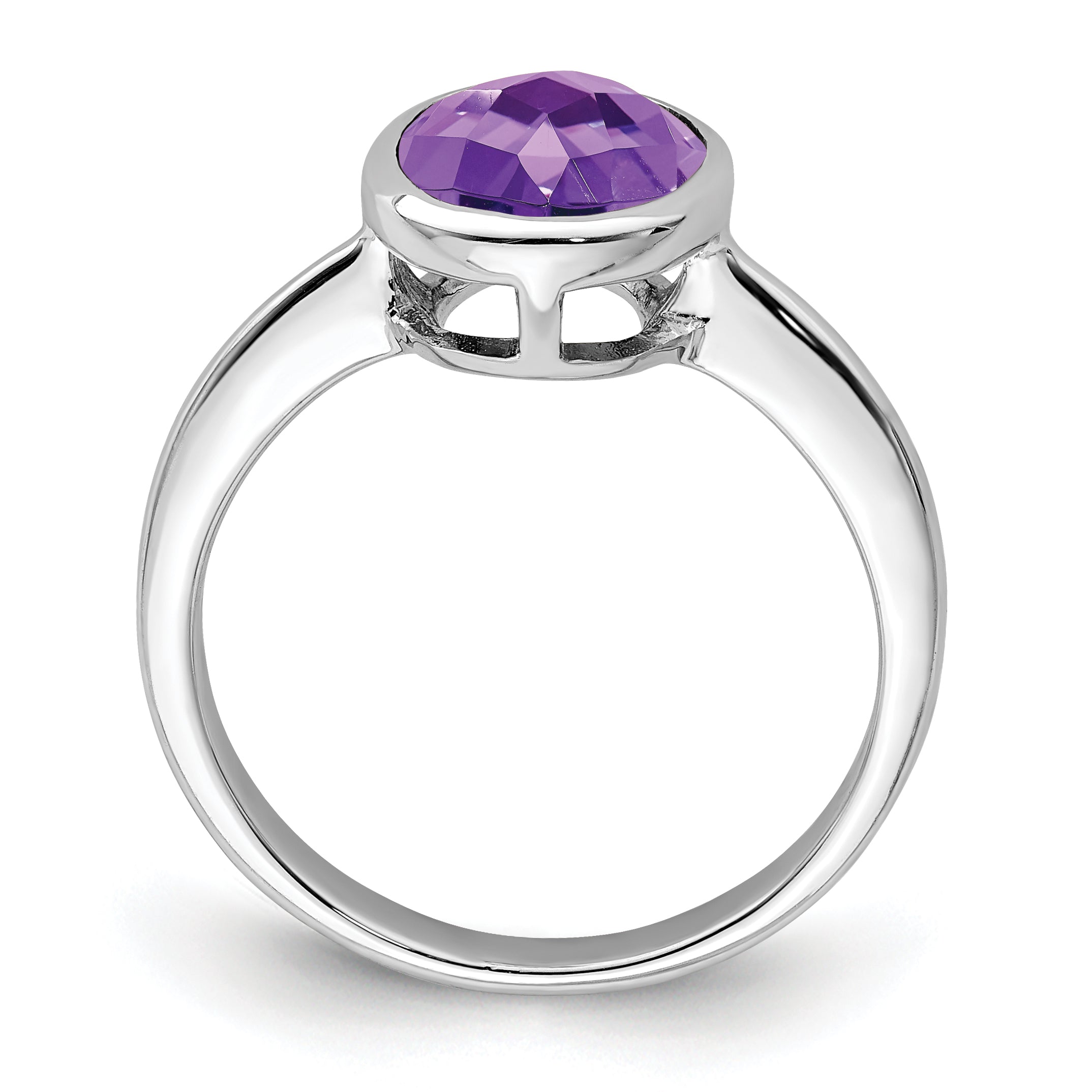Sterling Silver Rhodium Plated Amethyst Ring (Size 9 Only)