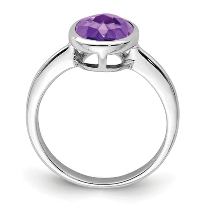 Sterling Silver Rhodium Plated Amethyst Ring (Size 9 Only)