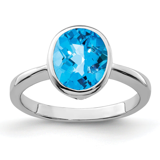 Sterling Silver Rhodium Blue Topaz Ring (Size 9 Only)
