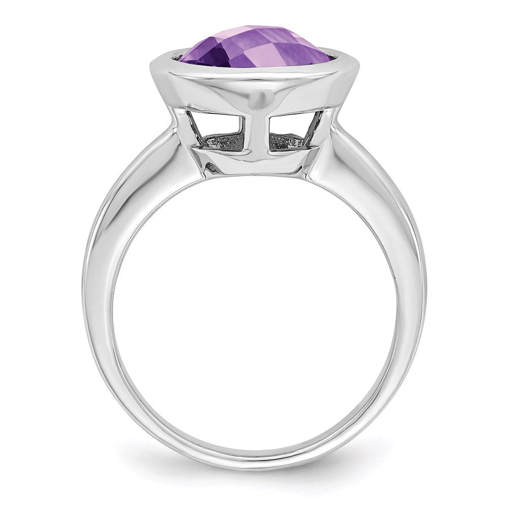 Sterling Silver Rhodium Plated Amethyst Ring (Size 9 Only)