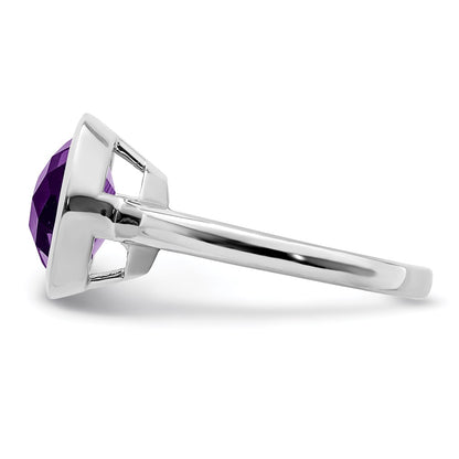 Sterling Silver Rhodium Plated Amethyst Ring (Size 9 Only)