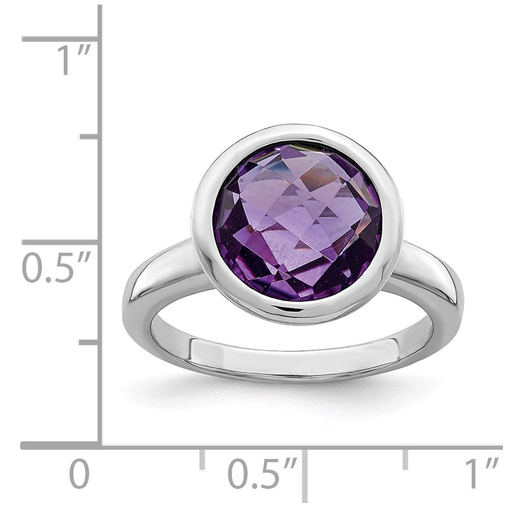 Sterling Silver Rhodium Plated Amethyst Ring (Size 9 Only)