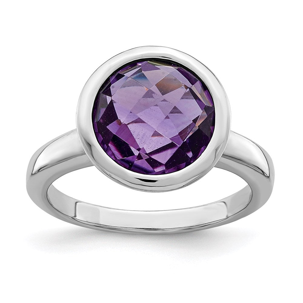 Sterling Silver Rhodium Plated Amethyst Ring (Size 9 Only)