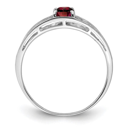Sterling Silver Rhodium Plated Garnet Ring