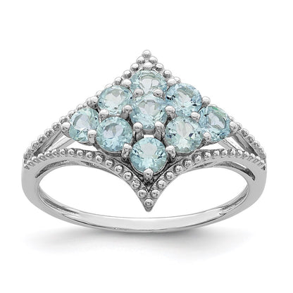Sterling Silver Rhodium Aquamarine Ring (Size 7 Only)