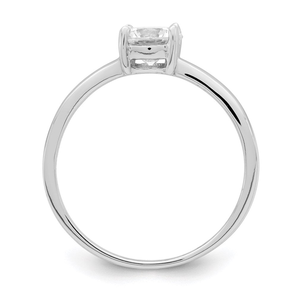 Sterling Silver Rhodium Plated Solitaire Round Cz Ring