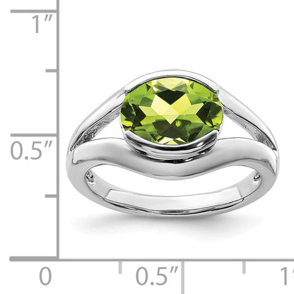 Sterling Silver Rhodium Peridot Ring