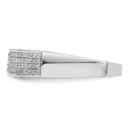 Sterling Silver Rhodium Plated Diamond Men'S Band