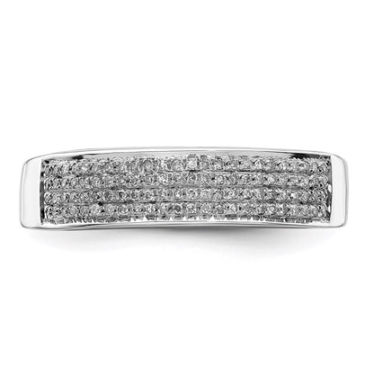 Sterling Silver Rhodium Plated Diamond Men'S Band