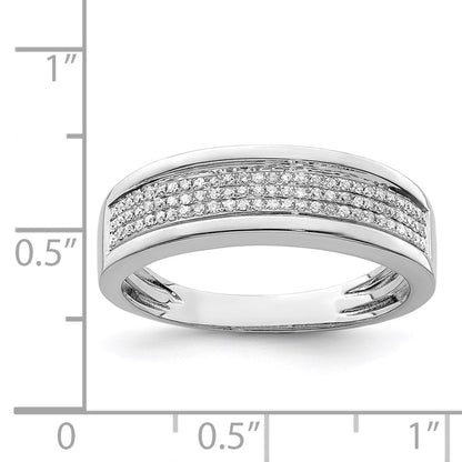 Sterling Silver Rhodium Plated Diamond Men'S Band