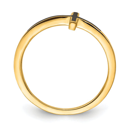 Sterling Silver Yellow Gold Plated Antiqued Sideways Cross Ring