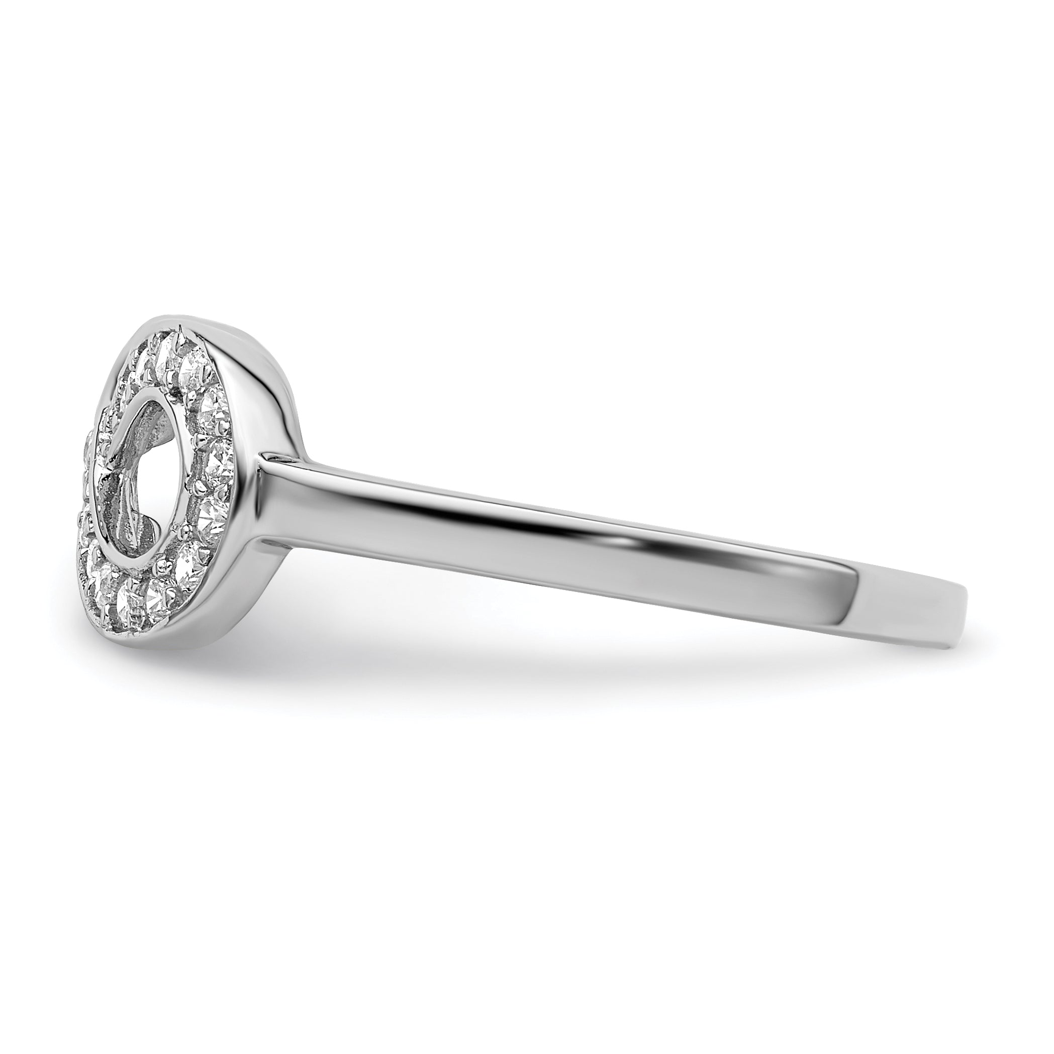 Sterling Silver Rhodium Plated Cz Infinity Ring