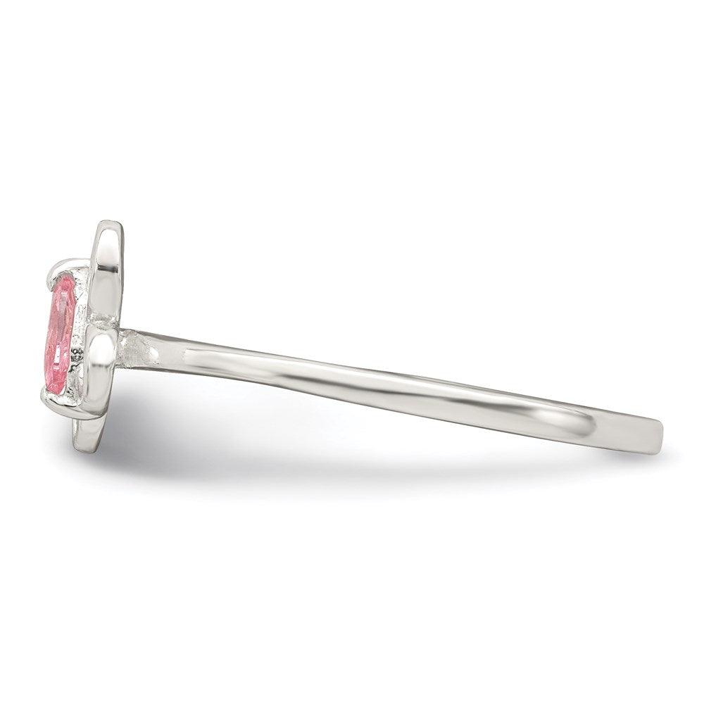 Sterling Silver Polished Pink Cz Butterfly Children'S Ring