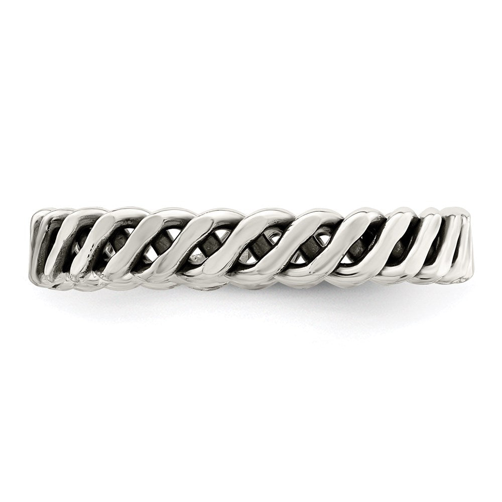 Sterling Silver Polished Weaved 3.5mm Women'S Ring (Size 8 Only)