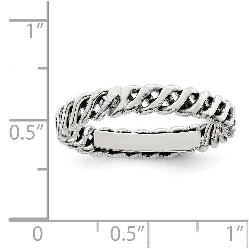 Sterling Silver Polished Weaved 3.5mm Women'S Ring (Size 8 Only)