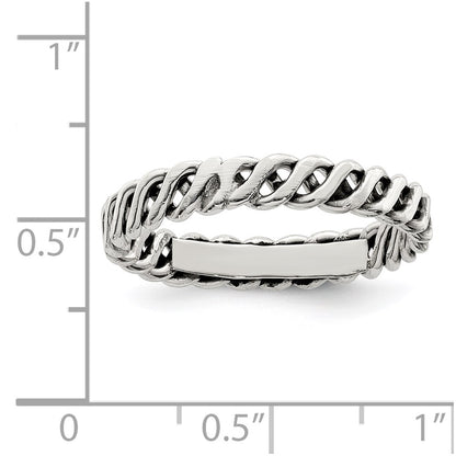 Sterling Silver Polished Weaved 3.5mm Women'S Ring (Size 8 Only)