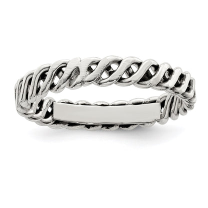 Sterling Silver Polished Weaved 3.5mm Women'S Ring (Size 8 Only)