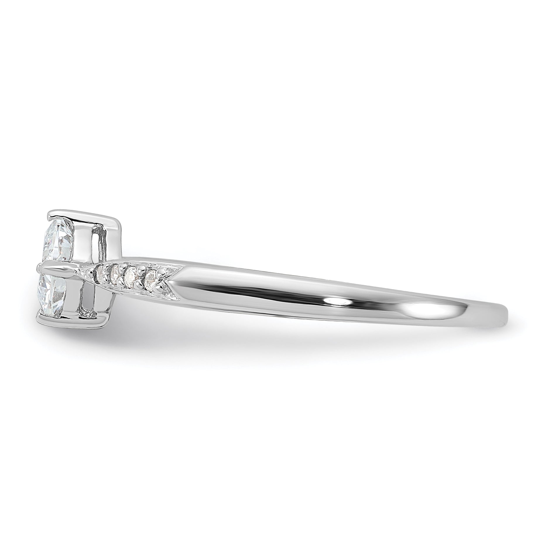 Sterling Silver Rhodium Plated Polished And Square Shaped Cz Ring