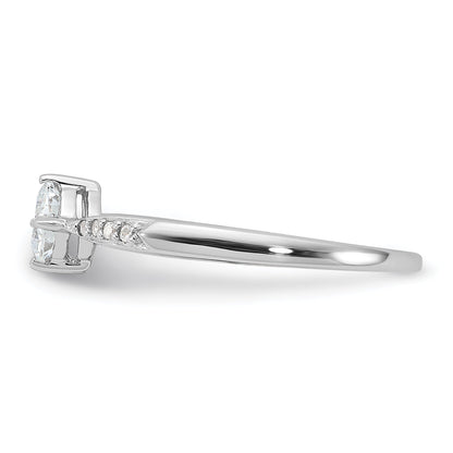 Sterling Silver Rhodium Plated Polished And Square Shaped Cz Ring