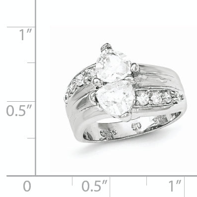 Sterling Silver Polished Rhodium Plating Cz Ring