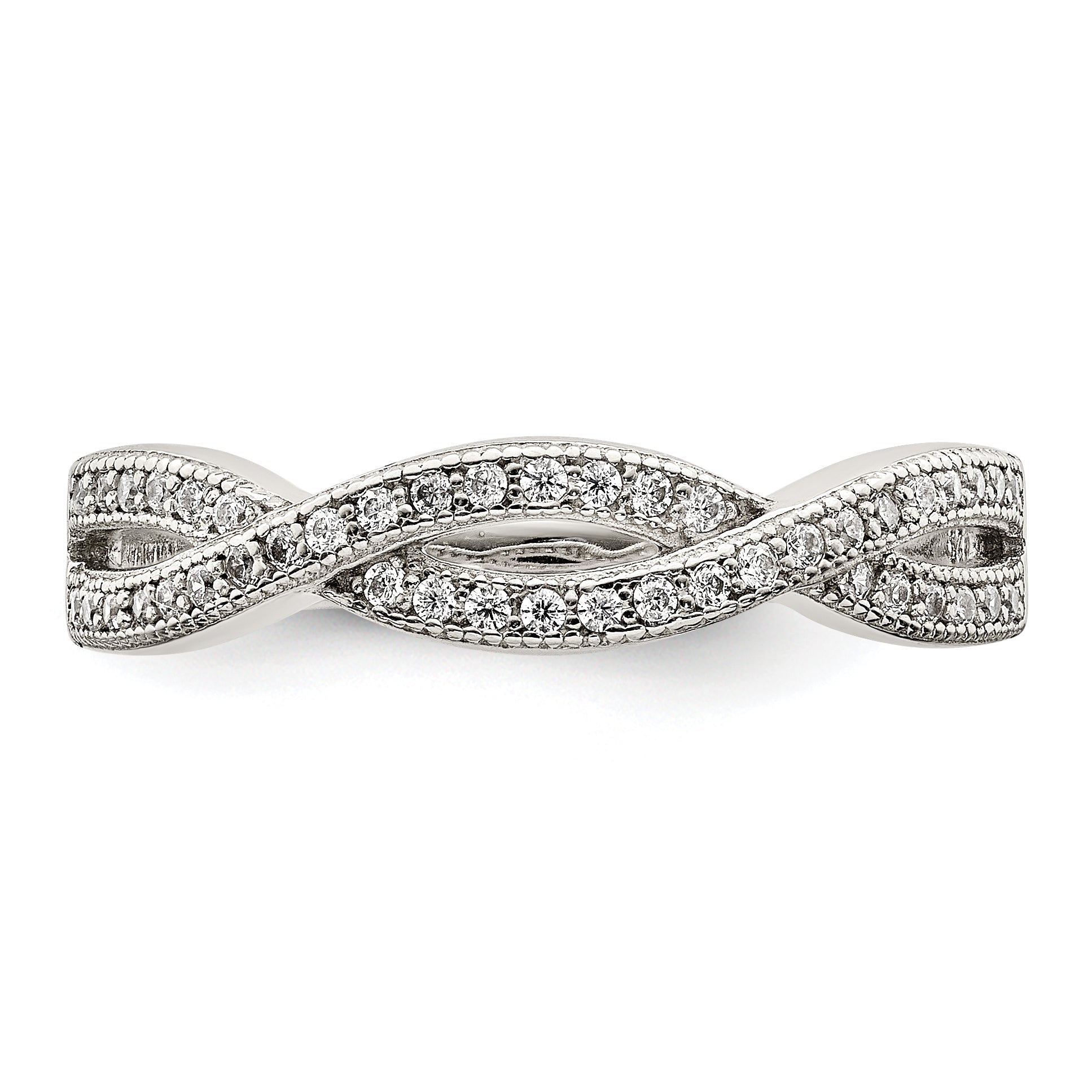 Sterling Silver Rhodium Plated Cz Ring